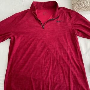 Nike Red Quarter-Zip Pullover Dry Fit